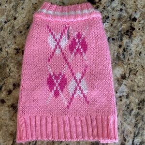 XXS PINK KNIT DOG SWEATER WITH LEASH OPENING